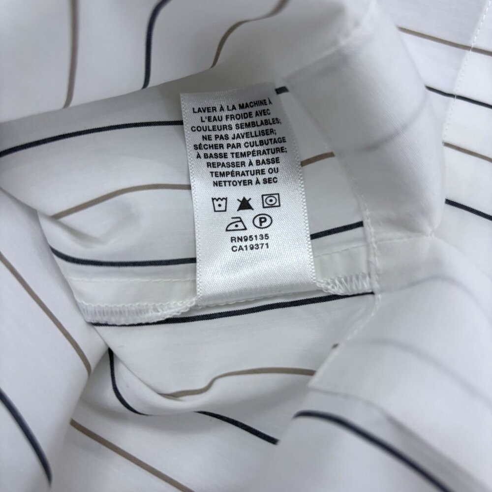 Lafayette 148 Womens SZ Large Button Up 3/4 Sleeve Striped *Read* Professional - Picture 12 of 12
